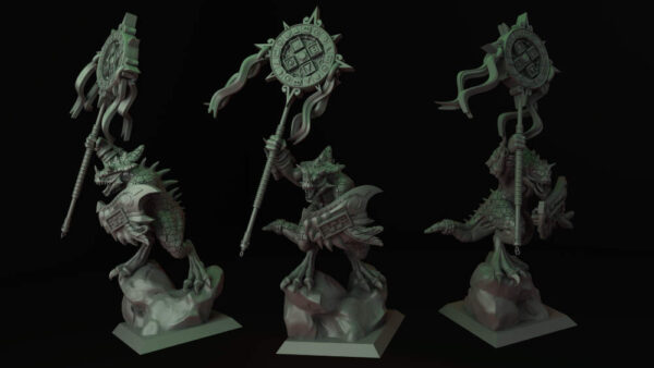 Saurus Standard Bearer 3D Miniature Raven Twins Miniatures