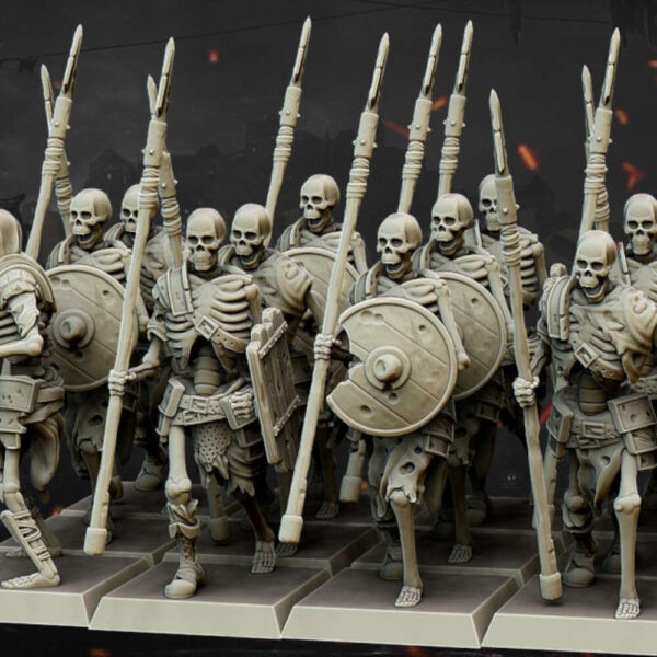Skeleton Spearmen 3D Miniature Highland Miniatures