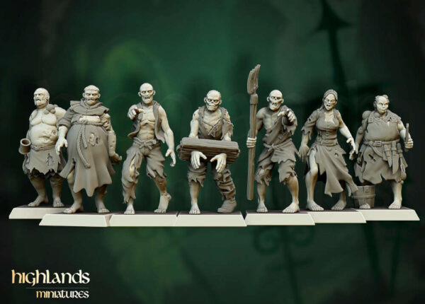 Zombie Villagers 3D Miniature Highland Miniatures