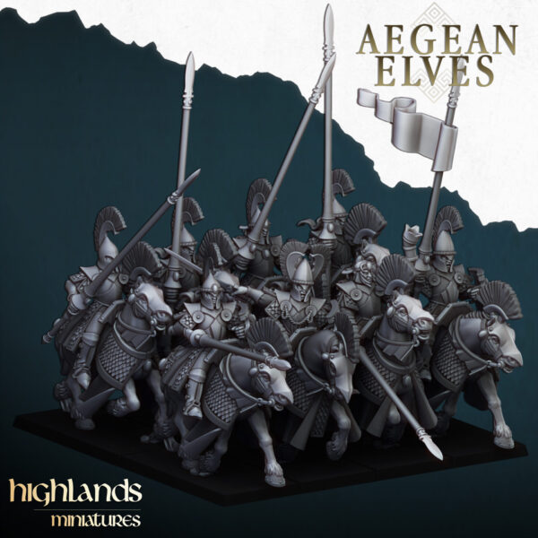 Aegean Elves Mounted Lances 3D Miniature Highland Miniatures