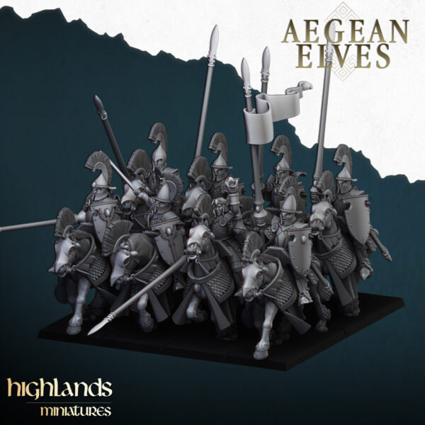 Aegean Elves Mounted Lances 3D Miniature Highland Miniatures - Image 2