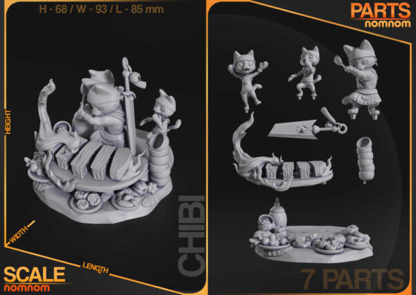 Meowscular Chef Chibi 3D Model Figure NomNom - Image 6