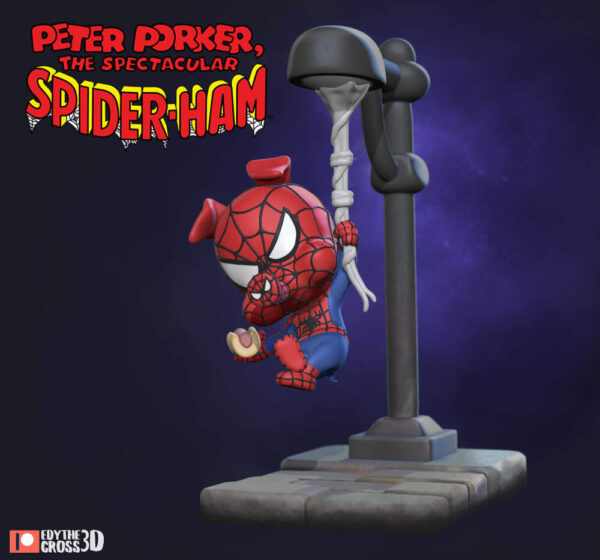 Spiderham Peter Porker Chibi 3D Model Figure NomNom