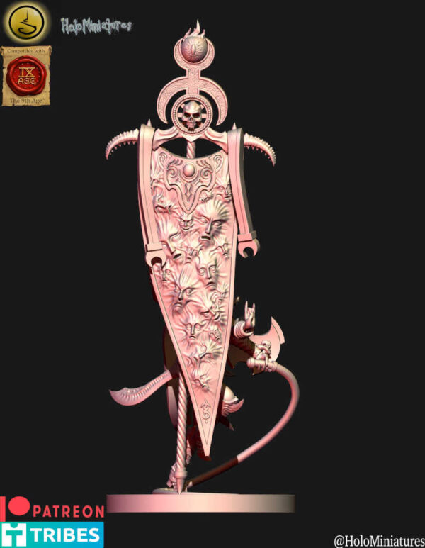 Daemon Of Lust Herald With Battle Standard 3D Miniature HoloMiniatures - Image 3