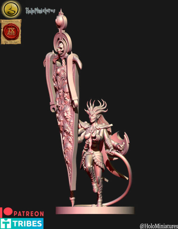 Daemon Of Lust Herald With Battle Standard 3D Miniature HoloMiniatures - Image 2