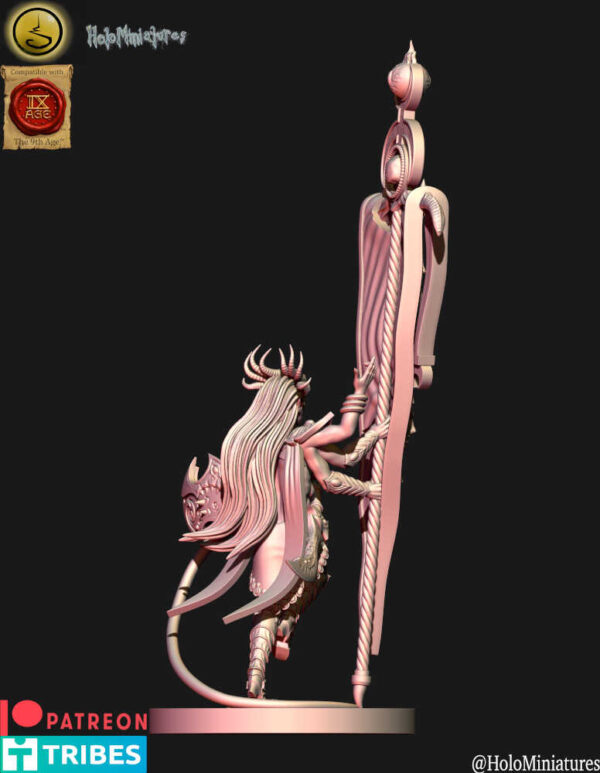 Daemon Of Lust Herald With Battle Standard 3D Miniature HoloMiniatures - Image 4