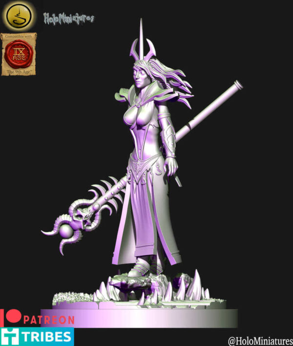 Dark Elves Sorceress 3D Miniature HoloMiniatures - Image 3