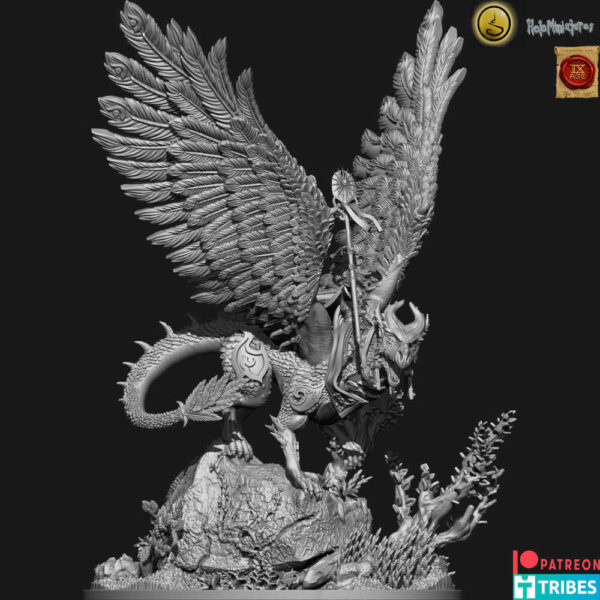 High Elves Young Dragon With Prince Or Mage 3D Miniature HoloMiniatures - Image 6