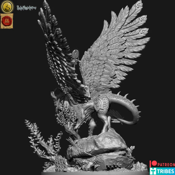High Elves Young Dragon With Prince Or Mage 3D Miniature HoloMiniatures - Image 4