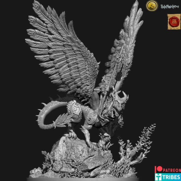 High Elves Young Dragon With Prince Or Mage 3D Miniature HoloMiniatures - Image 3
