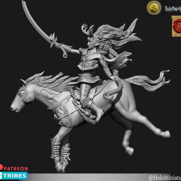 Wood Elves Heath Hunters Champion 3D Miniature HoloMiniatures - Image 3