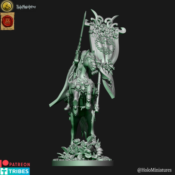 Wood Elves Battle Standard Bearer On Horse 3D Miniature HoloMiniatures - Image 2