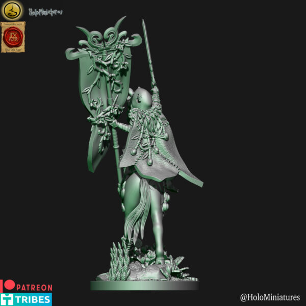 Wood Elves Battle Standard Bearer On Horse 3D Miniature HoloMiniatures - Image 4