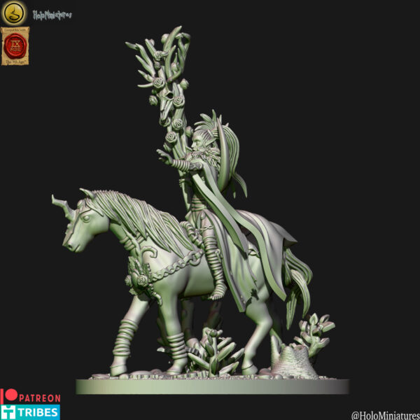 Wood Elf Mage On Horse 3D Miniature HoloMiniatures - Image 4