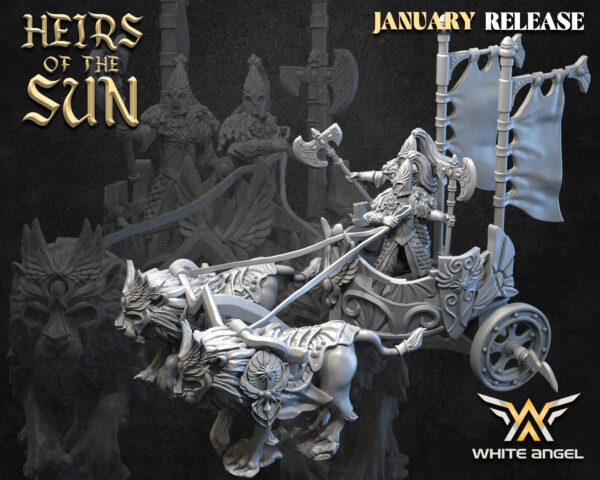Chariot of Lions 3D Miniature White Angel - Image 3