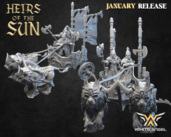Chariot of Lions 3D Miniature White Angel - Image 2