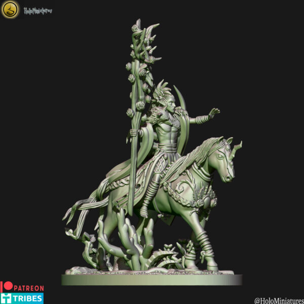 Wood Elf Mage On Horse 3D Miniature HoloMiniatures - Image 3