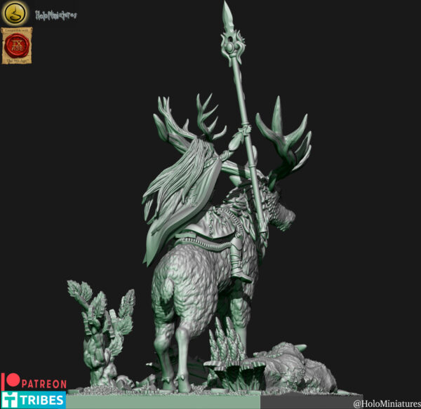 Wood Elves Lord On Stag 3D Miniature HoloMiniatures - Image 4