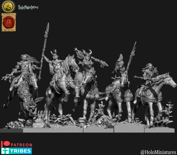 Wood Elves Heat Riders 3D Miniature HoloMiniature