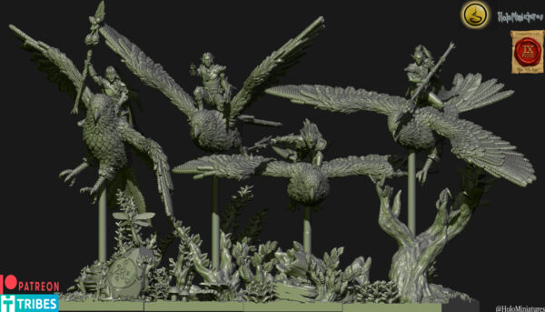 Wood Elves Kestrel Knights 3D Miniature HoloMiniature - Image 2