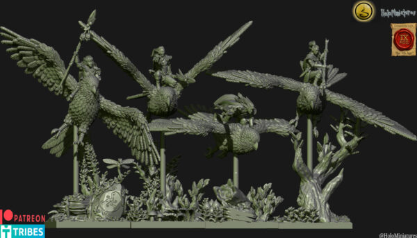 Wood Elves Kestrel Knights 3D Miniature HoloMiniature