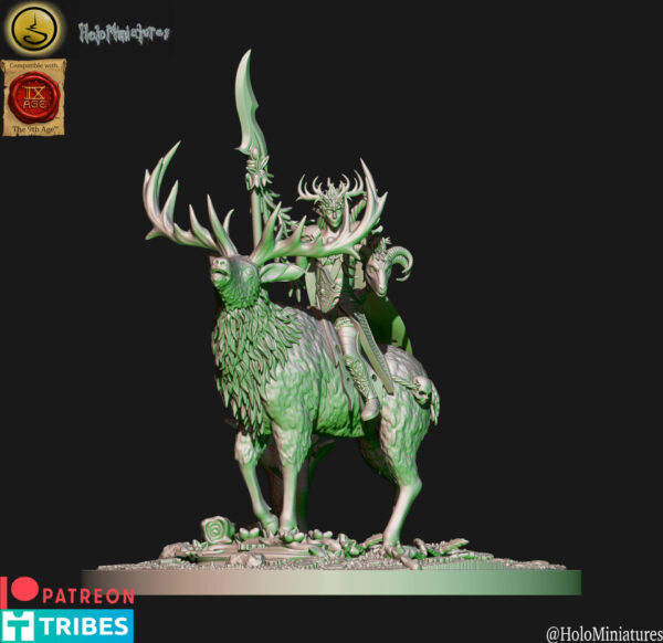 Wood Elves Stag Lord 3D Miniature HoloMiniatures