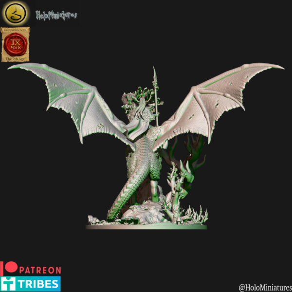Wood Elves Lord Or Mage On Forest Dragon 3D Miniature HoloMiniatures - Image 4