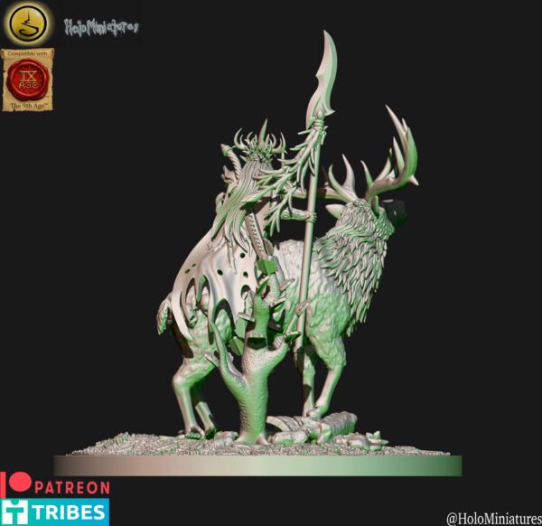 Wood Elves Stag Lord 3D Miniature HoloMiniatures - Image 2