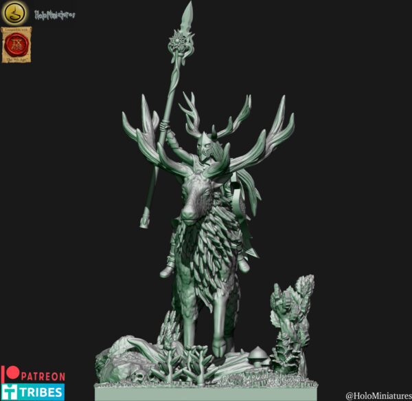 Wood Elves Lord On Stag 3D Miniature HoloMiniatures - Image 2