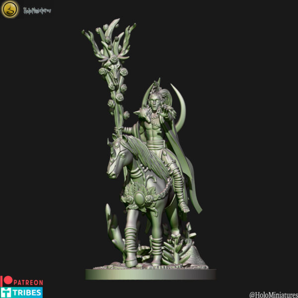 Wood Elf Mage On Horse 3D Miniature HoloMiniatures