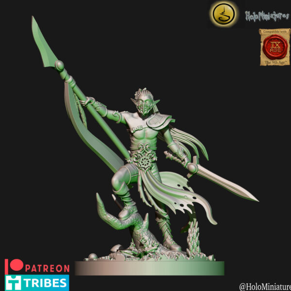 Wood Elf Bladedancer Unit 3D Miniature HoloMiniature - Image 3