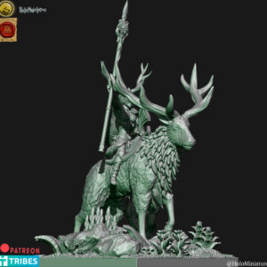 Wood Elves Lord On Stag 3D Miniature HoloMiniatures