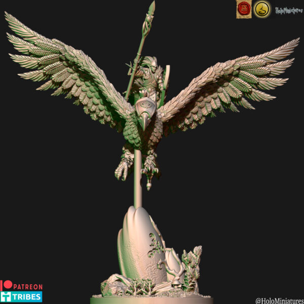 Wood Elf Lord On Eagle King 3D Miniature HoloMiniatures
