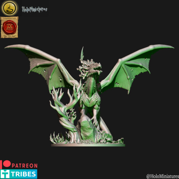 Wood Elves Lord Or Mage On Forest Dragon 3D Miniature HoloMiniatures - Image 3