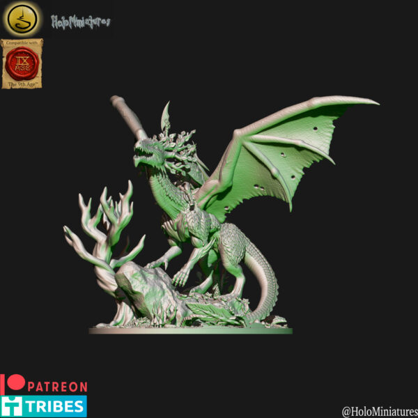 Wood Elves Lord Or Mage On Forest Dragon 3D Miniature HoloMiniatures - Image 2