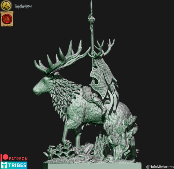 Wood Elves Lord On Stag 3D Miniature HoloMiniatures - Image 3