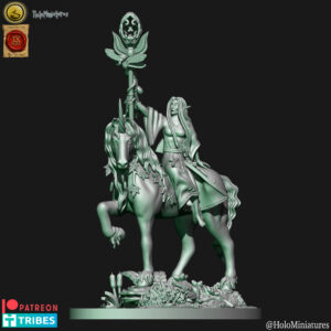 Wood Elves Mage On Unicorn 3D Miniature HoloMiniatures
