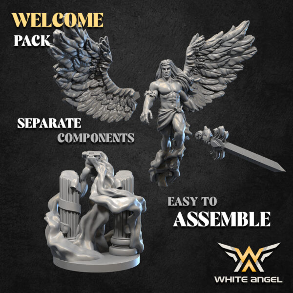 White Archangel 3D Miniature White Angel - Image 2